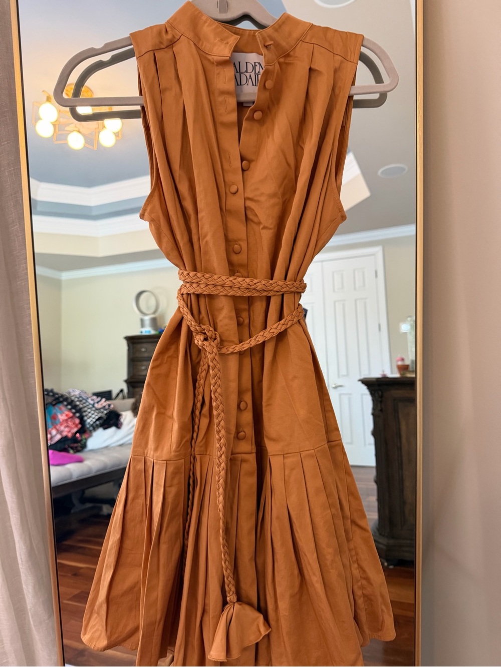 Alden Adair Bella Dress - Sleeveless Pleated Shirt Dress in “Earth” - Picture 2 of 3